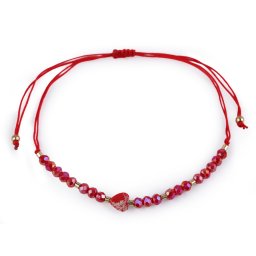Náramek shamballa srdce a broušené korálky s AB efektem, barva 1 červená