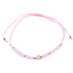 Náramek shamballa srdce a broušené korálky s AB efektem, barva 2 růžová sv.