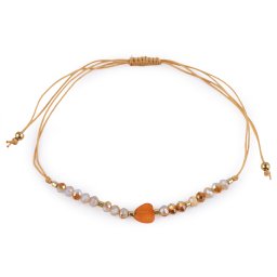 Náramek shamballa srdce a broušené korálky s AB efektem, barva 3 lososová tmavá