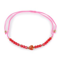 Náramek shamballa srdce a broušené korálky s AB efektem, barva 4 růžová korálová