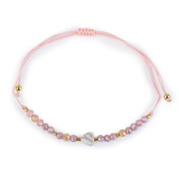 Náramek shamballa srdce a broušené korálky s AB efektem, barva 5 bílá pudrová