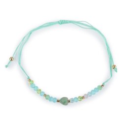 Náramek shamballa srdce a broušené korálky s AB efektem, barva 6 tyrkys sv.