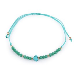 Náramek shamballa srdce a broušené korálky s AB efektem, barva 7 zelený tyrkys