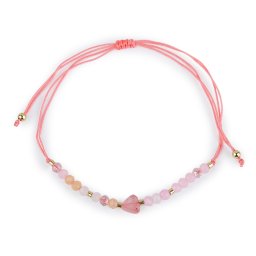 Náramek shamballa srdce a broušené korálky s AB efektem, barva 8 pudrová