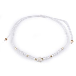 Náramek shamballa srdce a broušené korálky s AB efektem, barva 9 bílá