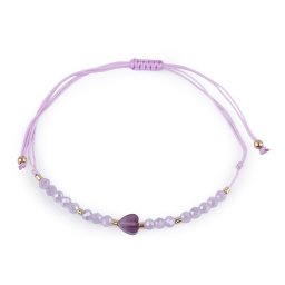 Náramek shamballa srdce a broušené korálky s AB efektem, barva 10 fialová sv.