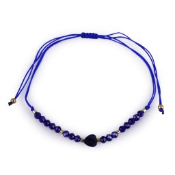 Náramek shamballa srdce a broušené korálky s AB efektem, barva 11 modrá námořnická