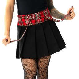 sukně dámská HEARTLESS - BOBBI - BLACK/RED TARTAN - SK-BBI-B