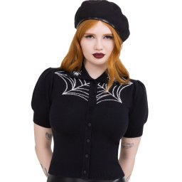 svetr dámský KILLSTAR - Cobweb Sally - Black/White - KSRA013150
