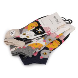 Dámské bavlněné ponožky kotníkové kočky Emi Ross, barva 2 (vel. 39-42) mix náhodných barev