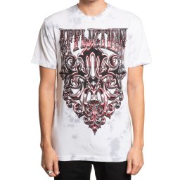 tričko pánské AFFLICTION - DISSIDENT - WHITE/LT.GREY CRYSTAL WASH - A28446-WLGS