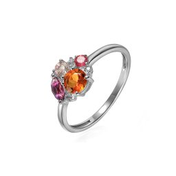 Prsten z bílého zlata s drahými kameny a diamanty 0.010 ct IZBR621A