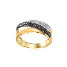 Briliantový prsten s černými diamanty IZBR824