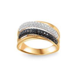 Unikátní prsten s čirými a černými brilianty 0,77ct IZBR824PR