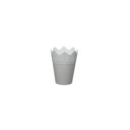 AbLine Plastový obal na květináč Korunka 16,5x22 cm stříbrný 23765DP