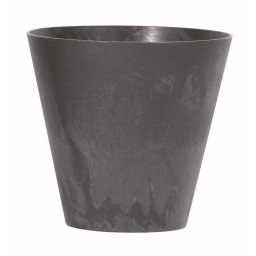 Prosperplast Plastový květináč kulatý 25 cm Tubus Beton effect, antracit A111283