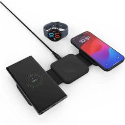 FIXED Flex for Samsung 3v1 bezdrátová nabíječka, 15W+3W+15W, černá