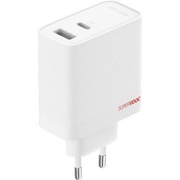 OnePlus SUPERVOOC 80W nabíječka s USB-C a USB-A, PD, GaN, PPS, QC, s kabelem bílá