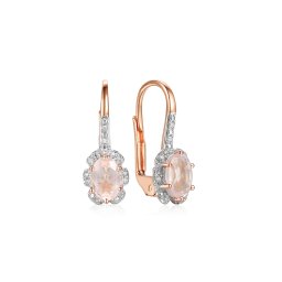 Náušnice s růžovým kvarcitem 2,00 ct a diamanty IZBR563RN