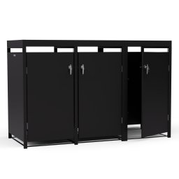 Blumfeldt BinSafe, box na odpadky, 3 odpadkové koše, 240 l, uzamykatelný, pozinkovaná ocel odolná vůči povětrnostním vlivům, střecha pro výsadbu