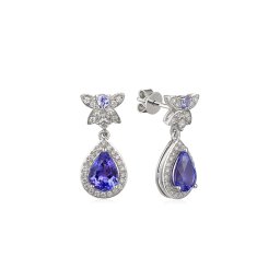 Jedinečné tanzanitové náušnice 2,23 ct s brilianty IZBR637N