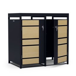 Blumfeldt BinSafe, box na odpadky, 2 odpadkové koše, 240 l, uzamykatelný, pozinkovaná ocel odolná vůči povětrnostním vlivům, střecha pro výsadbu