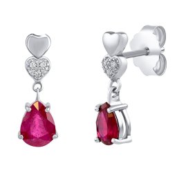 Silvego Stříbrné visací náušnice Barbara s přírodním rubínem a Brilliance Zirconia - FW15406ER