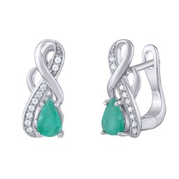 Silvego Stříbrné náušnice Estelle s pravým Smaragdem a čirými Brilliance Zirconia - FWE15172ER