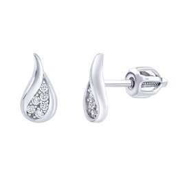 Silvego Náušnice kapky pecky Emilie z bílého zlata s čirými Brilliance Zirconia dámské i dětské - SILVEGOB70540BDGW