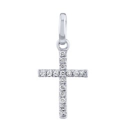 Silvego Diamantový přívěsek křížek Serafine z bílého zlata 0,05 ct - KEG131216PGWD