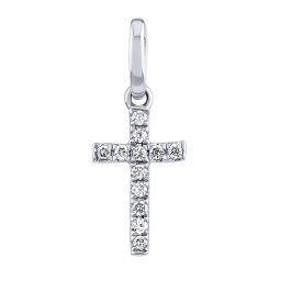 Silvego Diamantový přívěsek křížek Serafine z bílého zlata 0,04 ct - KEG131212PGWD
