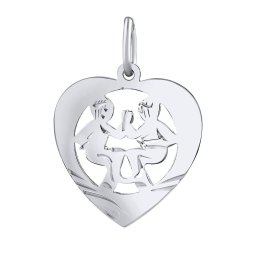 Silvego Zlatý přívěsek znamení zvěrokruhu Blíženci - srdce - SILVEGOB10264GW06