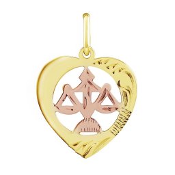 Silvego Zlatý přívěsek znamení zvěrokruhu Váhy - srdce - SILVEGOB10264GY10