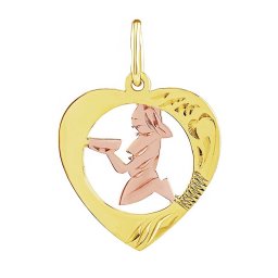 Silvego Zlatý přívěsek znamení zvěrokruhu Panna - srdce - SILVEGOB10264GY09