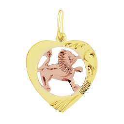 Silvego Zlatý přívěsek znamení zvěrokruhu Lev - srdce - SILVEGOB10264GY08