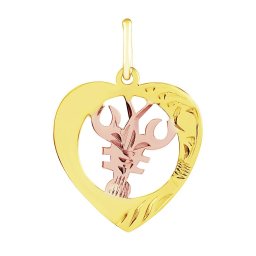 Silvego Zlatý přívěsek znamení zvěrokruhu Rak - srdce - SILVEGOB10264GY07