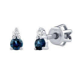 Silvego Diamantové náušnice (0,03 ct) z bílého zlata Esmera s pravými safíry - KEG2449EGWDBS