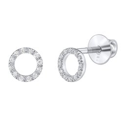Silvego Diamantové náušnice (0,09 ct) pecky kroužky Ruby v bílém zlatě dámské i dětské - DNN2583EGWD