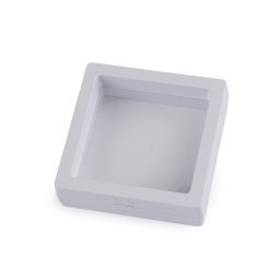 Krabička / rámeček s průhlednou fólií k vystavení zboží a dárkovému balení 7x7 cm, barva 1 bílá