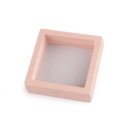 Krabička / rámeček s průhlednou fólií k vystavení zboží a dárkovému balení 7x7 cm, barva 2 pudrová