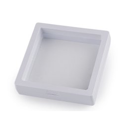 Krabička / rámeček s průhlednou fólií k vystavení zboží a dárkovému balení 9x9 cm, barva 1 bílá