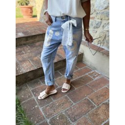 V&V Dámské jeans N5 s krajkou - M