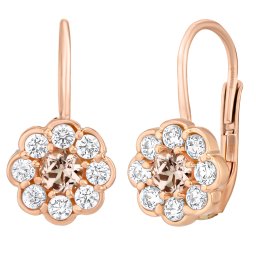 Silvego Zlaté náušnice Marguerite z růžového zlata s přírodním morganitem a Brilliance Zirconia - SILVEGOB32655GRMO