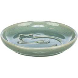 Nízká keramická miska s vytlačeným obrysem kočky zelená 0,15 l/14,5 cm