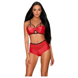 Obsessive Leatheria - podprsenkov set s koenm efektem (erven) - S/M