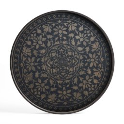 Výprodej Ethnicraft designové podnosy Round Tray (průměr 61 cm) - dřevěný tác - Black Marrakesh