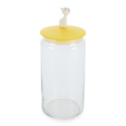 Výprodej Alessi designové dózy na pamlsky pro kočky MiòJar - žlutá