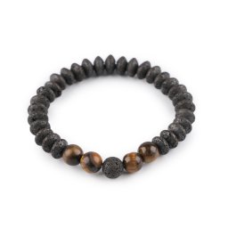Náramek pružný z minerálů, láva, unisex, barva 1 černá