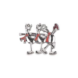 Brož sobi na bruslích, sněhuláci, barva 2 červená sob