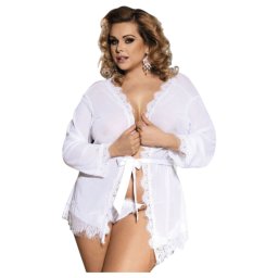 Subblime Queen Plus - krajkov upan set - bl (XL-2XL)